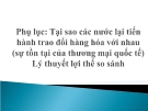 Tại sao các nước lại tiến hành trao đổi hàng hóa với nhau (sự tồn tại của thương mại quốc tế) Lý thuyết lợi thế so sánh