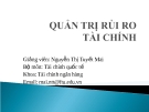 Bài giảng Quản trị rủi ro tài chính - GV.Nguyễn Thị Tuyết Mai