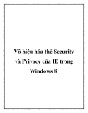 Vô hiệu hóa thẻ Security và Privacy của IE trong Windows 8