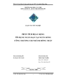 Luận văn:Phân tích hoạt động tín dụng ngắn hạn tại NHCT chi nhánh Đồng Tháp