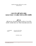 ĐỀ TÀI NỘI DUNG CỦA KẾ HOẠCH QUẢN LÝ NGUỒN NƯỚC NGẦM TẠI CÁC TỈNH NAM BỘ 2020-2030