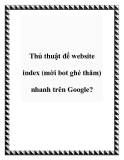 Thủ thuật để website index (mời bot ghé thăm) nhanh trên Google?