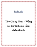 Luận văn " Thơ Giang Nam - Tiếng nói trữ tình sâu lắng, chân thành "