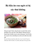 Bà bầu ăn rau ngót có bị sảy thai không 