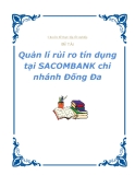 Chuyên đề thực tập tốt nghiệp - Đề tài: "Quản lí rủi ro tín dụng tại SACOMBANK chi nhánh Đống Đa"