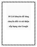 10 Lời khuyên để tăng chuyển đổi và cải thiện xếp hạng của Google