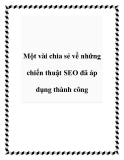 Một vài chia sẻ về những chiến thuật SEO đã áp dụng thành công