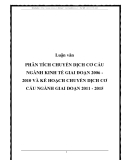 Luận văn PHÂN TÍCH CHUYỂN DỊCH CƠ CẤU NGÀNH KINH TẾ GIAI ĐOẠN 2006 - 2010 VÀ KẾ HOẠCH CHUYỂN DỊCH CƠ CẤU NGÀNH GIAI ĐOẠN 2011 - 2015