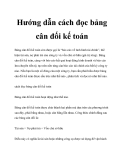 Hướng dẫn cách đọc bảng cân đối kế toán