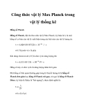 Công thức vật lý Max Planck trong vật lý thống kê