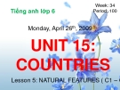Bài giảng Tiếng Anh 6 unit 15: Countries
