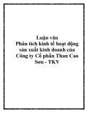 Luận văn Phân tích kinh tế hoạt động sản xuất kinh doanh của Công ty Cổ phần Than Cao Sơn - TKV