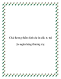 Chất lượng thẩm định dự án đầu tư tại các ngân hàng thương mại