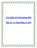 Các nhân tố ảnh hưởng đến đầu tư và công bằng xã hội