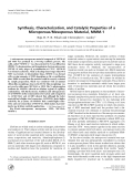 Synthesis, Characterization, and Catalytic Properties of a Microporous/Mesoporous Material, MMM-1