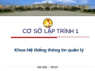 Bài giảng cơ sở lập trình - Trường học viên Ngân Hàng Hà Nội - Giới thiệu