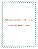 Thông tin thêm về báo chí Việt Nam của nhà biên khảo Nguyễn Vy Khanh