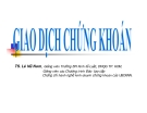 Bài giảng giao dịch chứng khoán - TS. Lê Vũ Nam