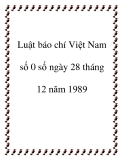 Luật 0 số báo chí Việt Nam 1989