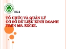 Chương 2: Tổ chức và quản lý cơ sở dữ liệu kinh doanh trên MS.EXCEL