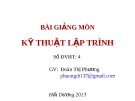 Bài giảng môn kỹ thuật lập trình - Đoàn Thị Phương