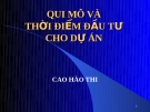 Qui mô và thời điểm đầu tư cho dự án-Cao Hào Thi