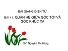 Bài giảng Vật lý 9 bài 41: Quan hệ góc tới và góc khúc xạ - GV.N.T.Hằng