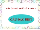 Môn Ngữ văn lớp 7: Bài giảng Câu đặc biệt