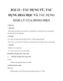 Giáo án Tác dụng từ, tác dụng hóa học và tác dụng sinh lí của dòng điện - Lý 7 bài 23 -  GV.P.Dương