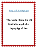 Sáng kiến kinh nghiệm: Tăng cường kiểm tra nội bộ để đẩy mạnh chất lượng dạy và học