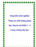 Sáng kiến kinh nghiệm:  Nâng cao chất lượng giảng dạy chuyên sâu khối 4 – 5 trong trường tiểu học