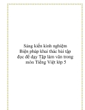 Sáng kiến kinh nghiệm:  Biện pháp khai thác bài tập đọc để dạy Tập làm văn trong môn Tiếng Việt lớp 5