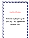 Sáng kiến kinh nghiệm: Một số biện pháp trong việc giảng dạy – học tập viết cho học sinh lớp 2