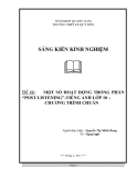 Sáng kiến kinh nghiệm: Một số hoạt động trong phần “post listening”-tiếng anh lớp 10