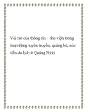 Vai trò của thông tin – thư viện trong hoạt động tuyên truyền, quáng bá, xúc tiến du lịch ở Quảng Ninh