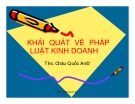 Khái quát về pháp luật kinh doanh - TS Châu Quốc An