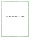 Quyết định số 14/2013/QĐ - UBND 2013