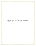 Quyết định số 1415/QĐ-BNN-CB 2013