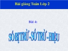 Bài giảng Số bị trừ - số trừ - hiệu - Toán 2 - GV.Lê Văn Hải