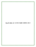 Quyết định số 12/2013/QĐ-UBND 2013