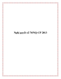 Nghị quyết số 74/NQ-CP 2013