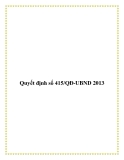 Quyết định số 415/QĐ-UBND 2013