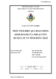 Luận văn: Phân tích hiệu quả hoạt động kinh doanh của NHNo& PTNT huyện Lấp Vò tỉnh Đồng Tháp