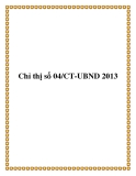 Chỉ thị số 04/CT-UBND 2013