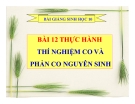 Bài giảng Sinh học 10 bài 12: Thực hành thí nghiệm co và phản co nguyên sinh