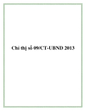 Chỉ thị số 09/CT-UBND 2013