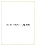 Chỉ thị số 13/CT-TTg 2013