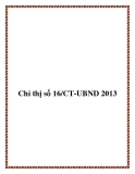 Chỉ thị số 16/CT-UBND 2013