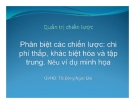 Tiểu luận: Phân biệt các chiến lược: chi phí thấp, khác biệt hóa và tập trung. Nêu ví dụ minh họa