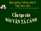 Bài giảng Tiếng việt 5 tuần 1 bài: Cấu tạo bài văn tả cảnh